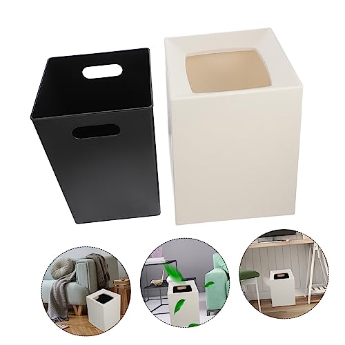 Caneca de basura sin tapa doble capa estilo nórdico beige miniatura 2