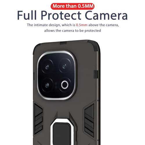 Image of Pikkme D5 Tough Armor Bumper Case | 360 Protection Case | Ring Holder Stand Back Cover for iQOO 13 5G (Black)