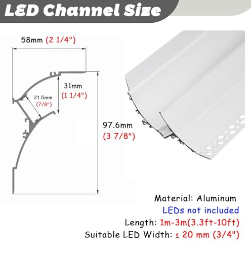 LED-Kronenleisten für indirekte Beleuchtung, 15 mm Aluminium-Lichtleiste, 1 m Putzprofil für elegante Heimdekoration und dekorative Beleuchtungslösungen