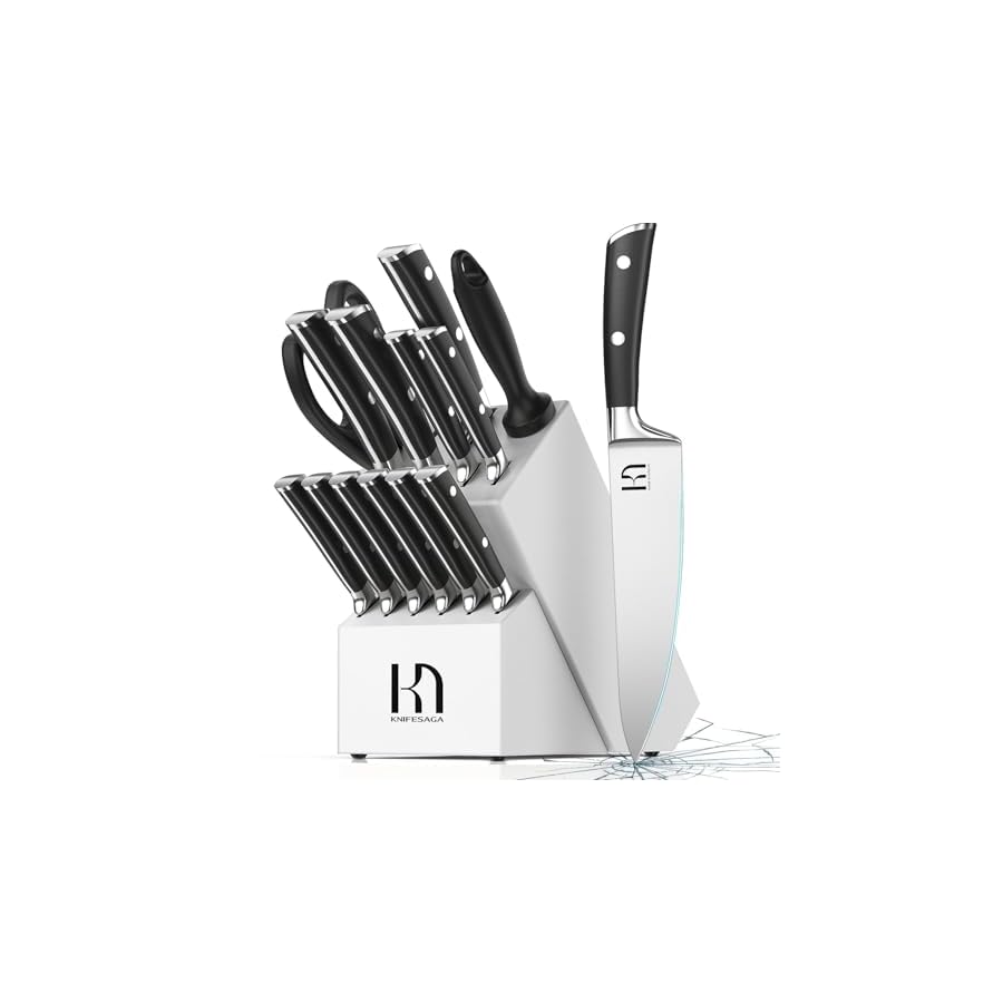 Kitchen-Knife-Set-15-Pcs-Knife-Block-Set-Japanese-Knife-Sets-for-Kitchen-with-Block-and-Sharpener-Razor-Sharp-Premium-Knives-Sets-High-Carbon-Stainless-Steel-White KnifeSaga Kitchen Knife Set, 15 Pcs Knife Block Set, Japanese Knife Sets for Kitchen with Block and Sharpener, Razor-Sharp Premium Knives Sets High Carbon Stainless Steel, White