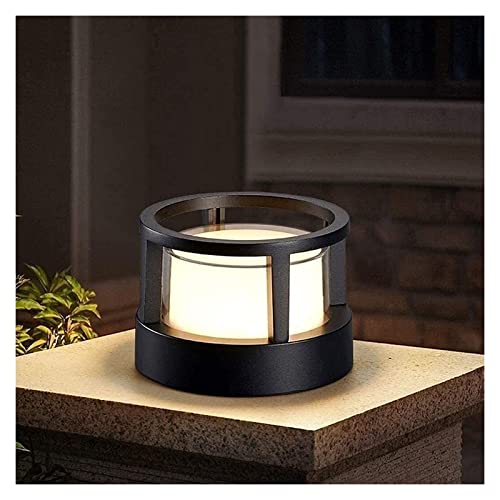 Luz de patio IP65 Impermeable Redondo Poste de jardín Bolardo Luz Iluminación residencial Lámpara de columna Camino de aluminio Calzada Piso Lawnpe Iluminación E27 Decoración Pilar Decoración Luz (