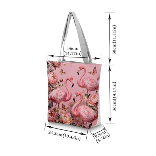 Bolso tote para mujer con estampado de flamencos y flores miniatura 4