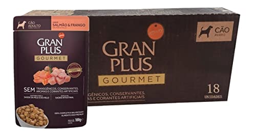 GRANPLUS SACHÊ GOURMET CAO ADULTO SALMÃO E FRANGO 100g - pack com 18 unidades