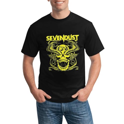 Sevendusts Shirt Mens T Shirt Short Sleeve Crew Neck Tees Double Sided Printing Classic Tshirts Black