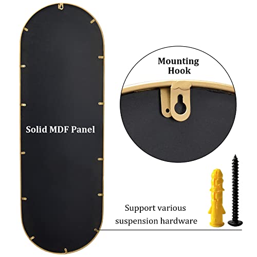 Vvk Gold Full Length Oval Mirror For Wall, 47" Antique Mirror, Mirror Circle With Gold Metal Frame, Wall Mounted Mirror Perfect For Your Kitchen, Locker Room, Bedroom, Living Room And Hallway #TOP4