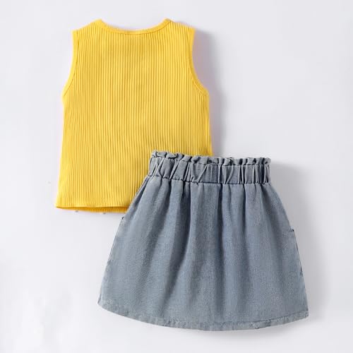 Image of Hoscotch Girls Floral Yellow Sleeveless Skirt Set