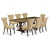East west furniture laga9 78 03 9 piece dining table set includes a rectangle dining room table with removable leaf and 8 brown linen fabric upholstered chairs 42×92 inch jacobean  urban country home decor