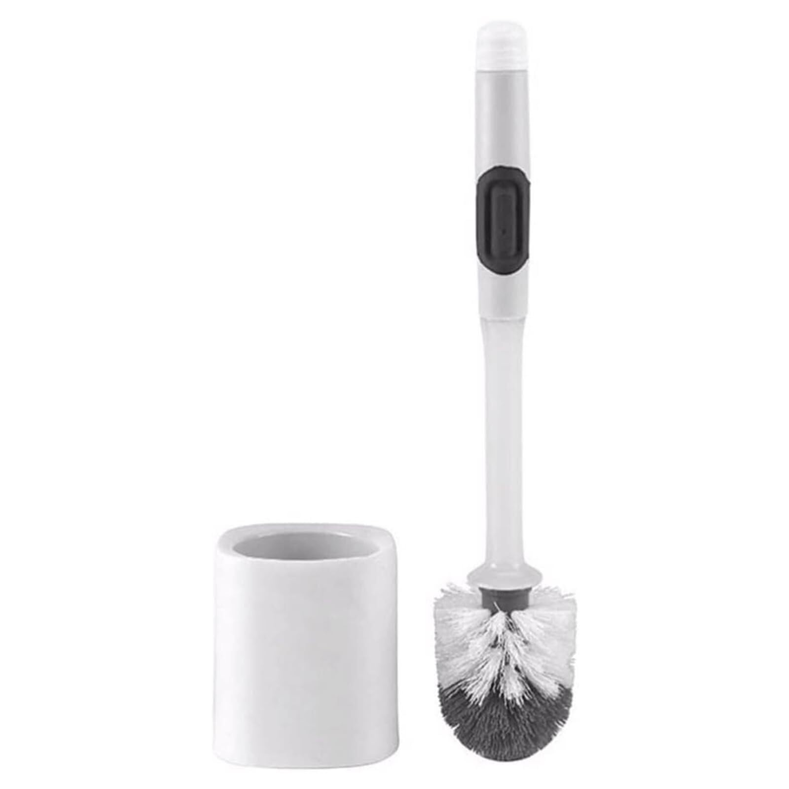 Tyuhduyur White Toilet Brush Abs Long Handle Brushes Wall Hanging Bowl Liquid Filling Design For Bathroom Cleaning Space-Saving (White)