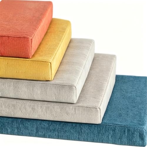 Zoomlie Cojín de banco de chenilla personalizado antideslizante para ventana, cómodo cojín de espuma extraíble lavable para entrada, comedor, banco de piano