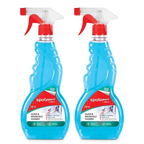 Spotzero By Milton Glass Cleaner Set of 2, 500 ml Each | Remove tough Stains | Safe on Hands | Liquid Spray Spotzero By Milton Glass Cleaner Set of 2, 500 ml Each | Remove tough Stains | Safe on Hands | Liquid Spray