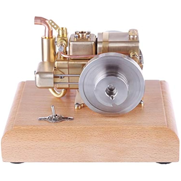 Engine Model Kit, Mini 4-Stroke Metal Engine Model with Wooden Base, Educational Physics Experiment STEM Toys for Adults Gifts