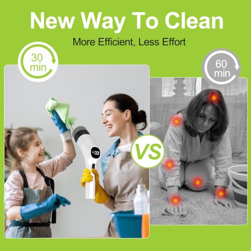 Image of WKY-Electric Spin Scrubber - 10-in-1 Cordless Shower Scrubber & Cleaning Brush with Extendable Handle, 42 in-lbs Ultra High Torque, 2 Speeds, IPX7, LED Display, Smart AI Chip, for Bathroom, Kitchen