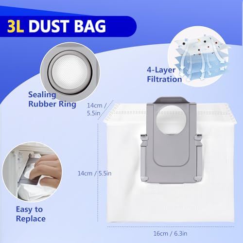 Image of 32 Pcs Q10 S5+ Replacement Accessories Compatible with Robo rock Q10 S5 / Q10 S5+ Robot Vacuum, 2 Main Brushes, 6 Mop Pads, 4 HEPA Filters, 6 Scent Tablets, 6 Side Brushes, 6Dust Bags
