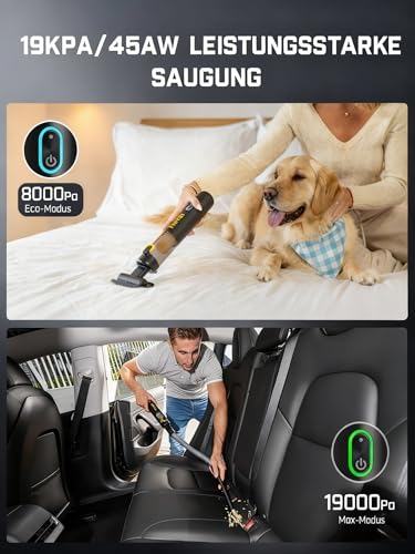 Fanttik Slim V8 APEX Akku-Autostaubsauger, 4-in-1 tragbarer Mini RobustClean™ Handstaubsauger mit 19000 Pa/45 AW Saugkraft, 2 Saugmodi, Auto-Staubsauger für Auto, Bürotisch, Tastaturen (Schwarz)