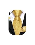 Barry.Wang Skinny Tie for Men Yellow Gold Paisley Silk Necktie Designer Business Classic Fashion