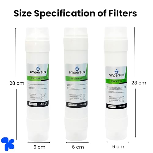 Image of AMPEREUS Water Filter Kit | Pre Carbon, Post Carbon, Sediment Filter & Spare Parts| Complete Inline Filter Set Suitable for All RO Water Purifiers | Complete Water Purifier Inline Accessories