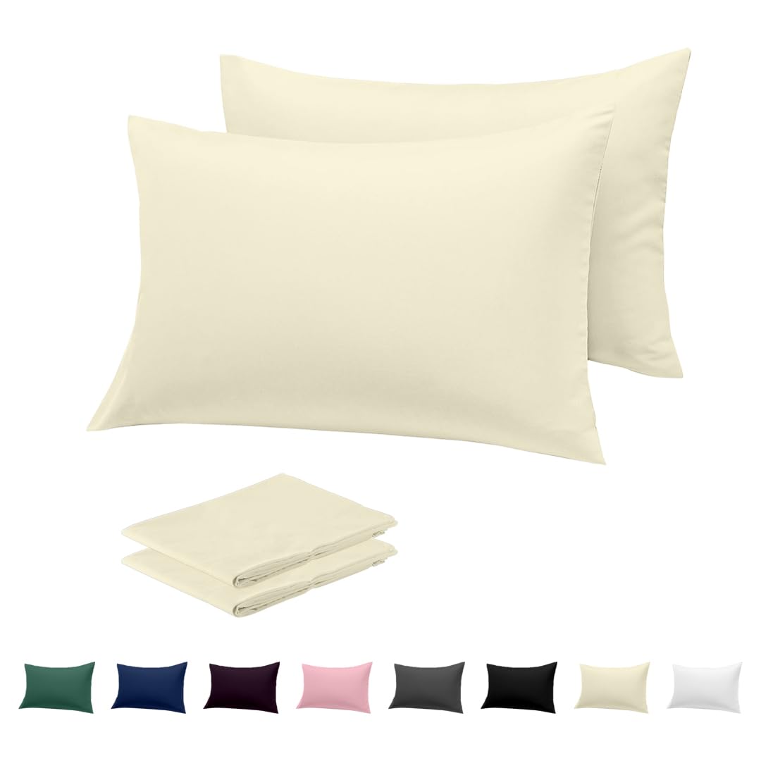 Rohi Cream Pillow Cases 2 Pack 100% Microfibre Pillowcases – Envelope Closure Standard Size 50 X 75 Cm Pillow Covers – Ultra Soft, Hypoallergenic & Durable Pillow Cases ( – 50 X 75 Cm)