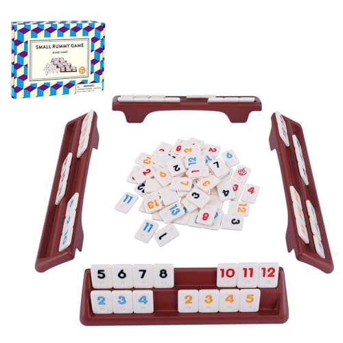 GOTHINK Jeu de Rami Classique - 106 Carreaux avec 4 Supports Double Carreaux, Version Voyage Compacte, Jeu de Société pour Enfants, Adultes et Famille, 2-4...