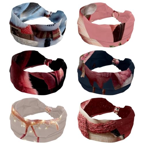 Bandeaux larges noués pour femme lot de 6 turbans doux anti-glisse motifs de Noël