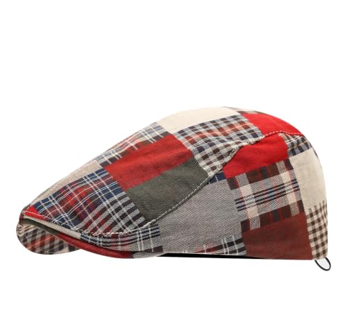 Image of Quanhaigou Men's Cotton Flat Ivy Gatsby Newsboy Driving Hat Adjustable Irish Cabbie Ivy Driving Hunting Cap