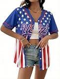UNIQUEONE Womens 250th Anniversary USA Jerseys: 4th of July Outfits Patriotic Shirts USA Jersey American Button Down