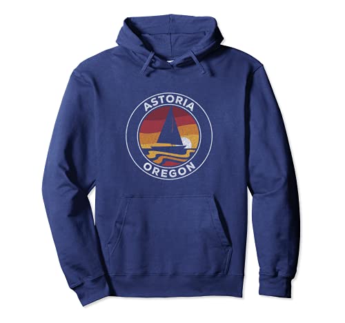 Astoria Oregon Vintage Velero 70s Retro Sunset Sudadera con Capucha