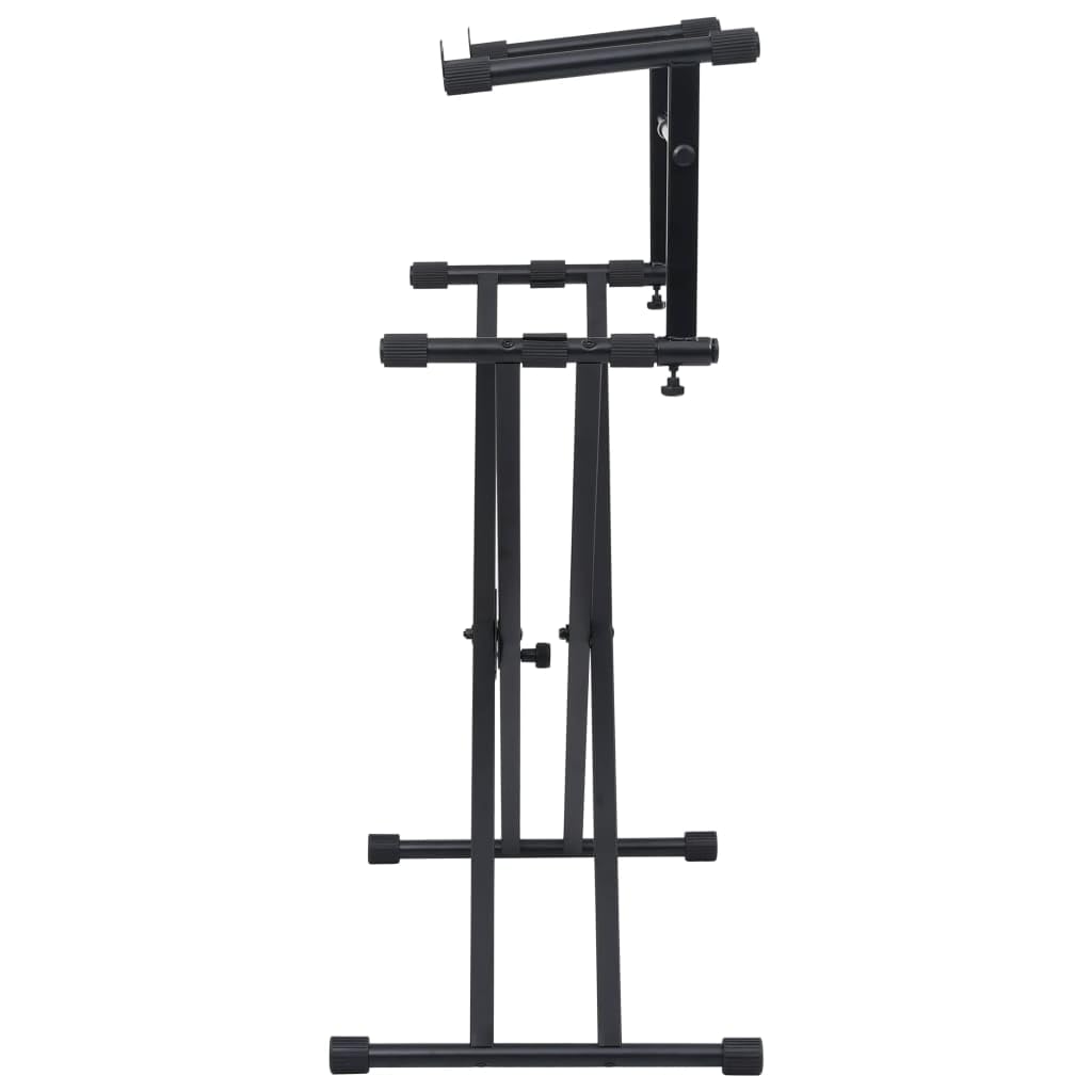 Soporte para teclado con doble punta, marco en X, color negro, para instrumentos musicales, altura ajustable, plegable, estable, ahorra espacio, adecuado para teclado, guitarra, bajo, ukelele