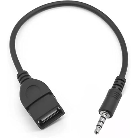 AUX to USB Adapter 3.5mm Male Aux Audio Jack Plug to USB 2.0 Female Converter Cord Converter Cable Lead for Car Cover