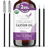 Eva Naturals Organic Castor Oil (2oz) - Promotes Hair, Eyebrow and Lash Growth - Diminishes Wrinkles and Signs of Aging - Hydrates and Nourishes Skin - 100% Pure and USP Grade - Premium Quality