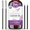 Eva Naturals 100% Pure Castor Oil Cold Pressed for Eyelash, Eyebrow, Hair & Lash Growth, Thicker Brow & Face Serum Drops for Wrinkles, Hydrating & Nourishing Oil for Skin, Lashes & Brows, 2oz