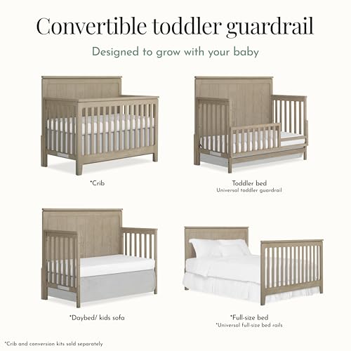 Image of Evolur Full-Size Bed Conversion Rails, Designed & Tested Cribs, Durable Hardwood Build with Secure Mattress Slats, Easy Assembly - Sienna