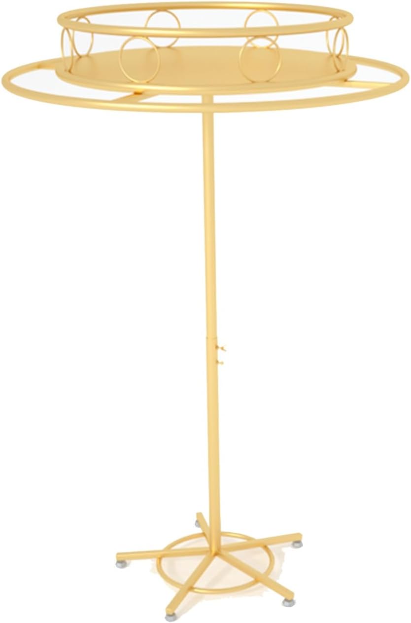 Socks Display Stand, Metal Clothing Store Hanger Storage Shelves, Free Standing Hanging Clothes Shelf, Rotatable Round Bra Hangers Holder,Gold-90cm