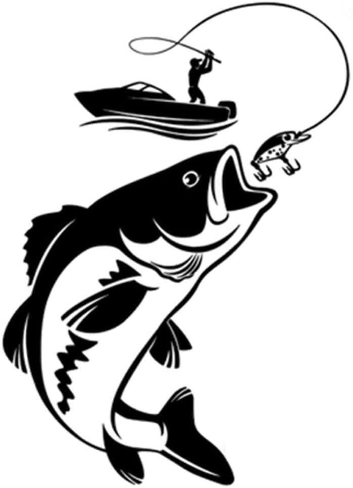 Autocollant décoratif pour fenêtre de voiture, camion, bateau de pêche, gros poisson, noir