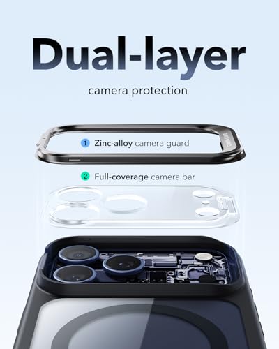 Image of ESR for iPhone 17 Pro Case with Stash Stand, Camera Control Cover Compatible with MagSafe, Military-Grade Drop Protection Magnetic Phone Case, Scratch-Resistant Back Cover,Clear Black