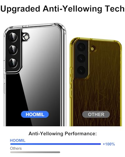 Image of HOOMIL Case for Samsung Galaxy S22 (ONLY, Not Fit Plus, Ultra), Non-Yellowing, Drop Protection, Anti-Scratch Transparent Hard Back Phone Cover - Black&Clear