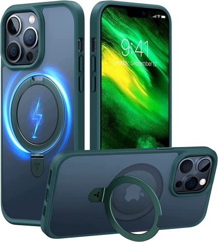 TORRAS Magnetic Ostand for iPhone 12 Pro Max Case [Compatible with Magsafe] with Stand, [MIL-Grade Drop Protection] Shockproof Matte Back Slim Protective Case for iPhone 12 Pro Max Phone Case, Green