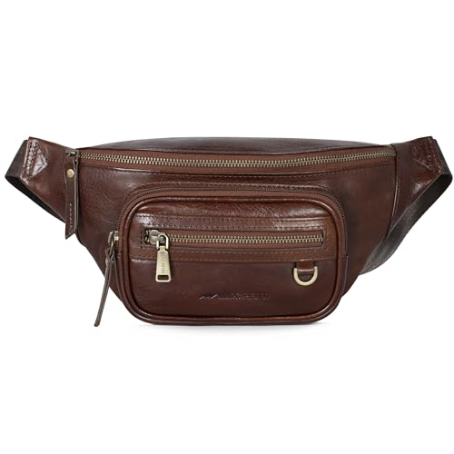 Marc Peter Varadero Leder Bauchtasche | Gürteltasche Bauchtasche mit Wechselgurt | Crossbody Leder Hüfttasche | Hip Bag Leather Gürteltasche Crossbag Chocolate