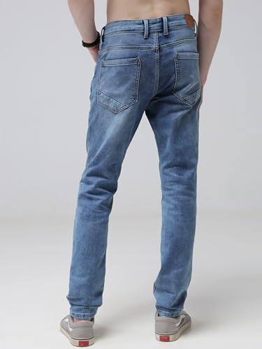 Image of TURMS Men's Anti Stain Jeans 30 Days No Wash Anti Odor Casual Mid Rise Denim Pants | Traveler Comfort Stretchable Breathable Cotton Rich