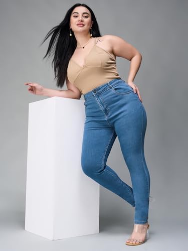Image of Miss Chase A+ Women's Bootcut High Rise Regular Length Stretchable Denim Jeans