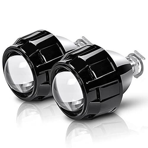 Mincar Lente De Proyector De 2.5 Pulgadas Compatible con Faros Delanteros De Coche Bi-Xenón Bombilla HID H1 para Reemplazo De Faros Delanteros Automáticos 2 Uds,Negro