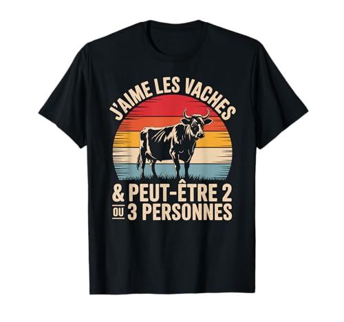 Tshirt Vache Humour J'aime Les Vaches et 2 ou 3 Personnes T-Shirt