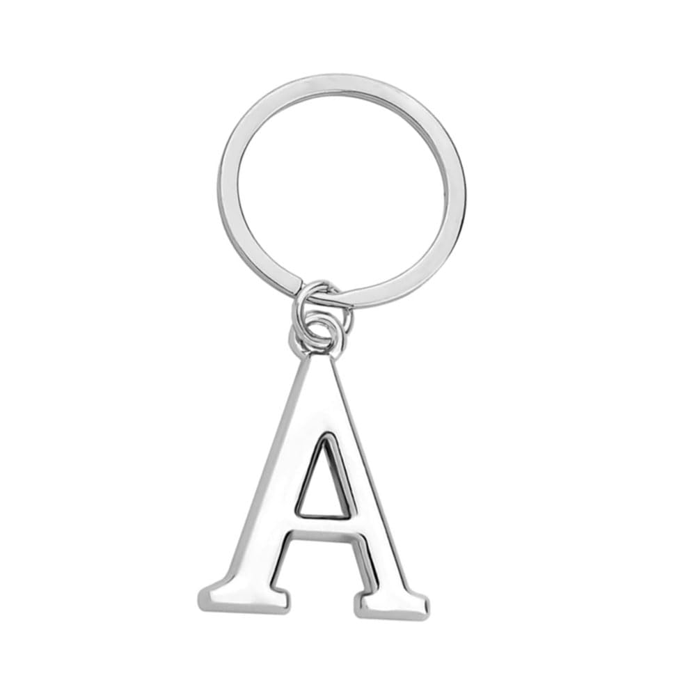 Rohans Keyring Letter - Initial Alphabet Key Ring Charm Silver and Gold (Silver, A)