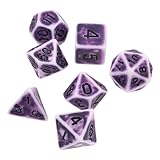 MUSISALY Dados Poliédricos Retro de Acrílico 7 Piezas para Juegos de Mesa y rol, Color Morado Vintage, Accesorio Multijuegos para Fiestas y Entretenimiento en Grupo