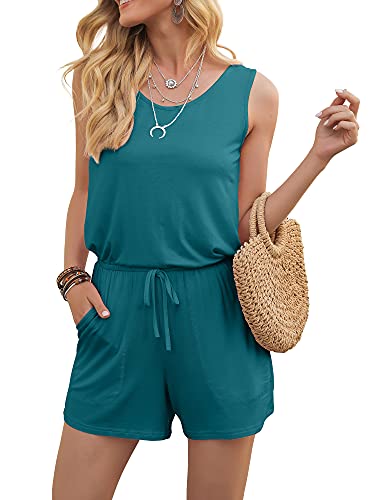 Image of DouBCQ Womens Summer Casual Sleeveless Loose Jumpsuits Romper with Pockets