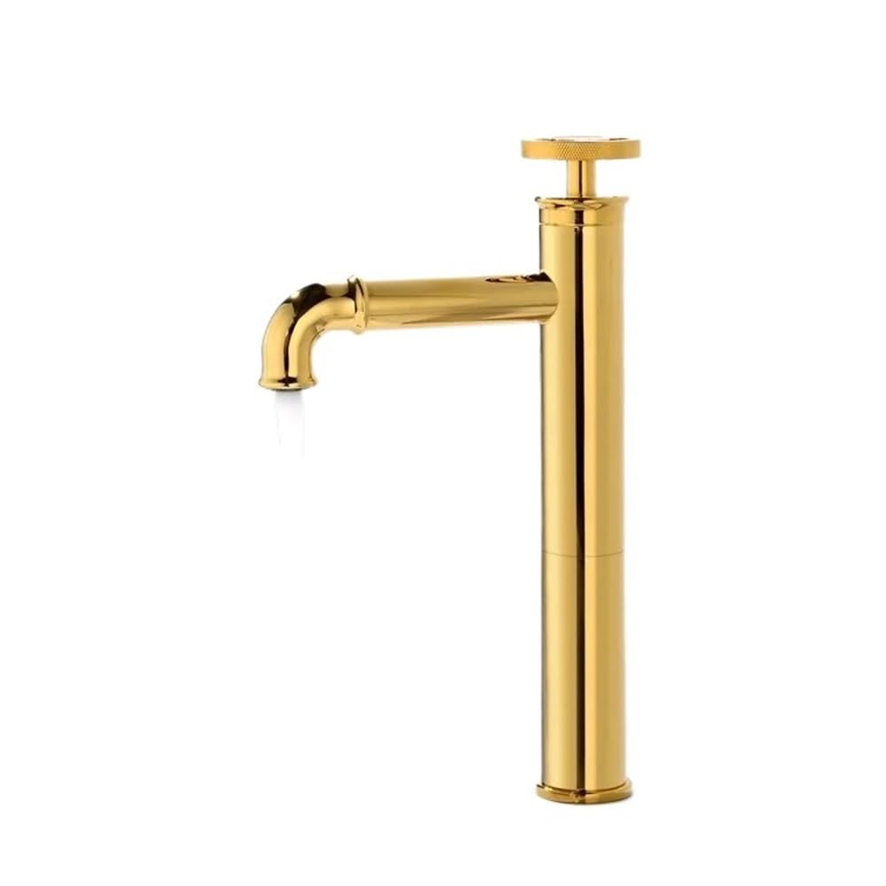 Robinet de lavabo de salle de bains mitigeur à trou unique doré