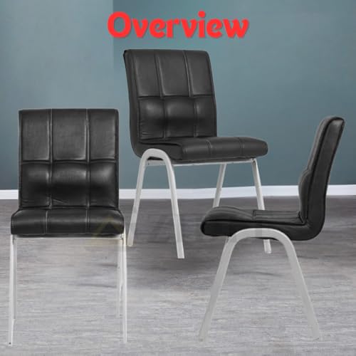 Image of Zidle Glance Visitor Dining Accent Chair for Home| Living Room| Dining Room| Leatherette Faux Leather with Cushion seat Back | Silver Coated mild Steel Frame (1, Black)