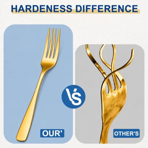 Image of 5 Pcs Gold Cutlery Set for Dining Table the Perfect Mirror Polish Hevy Duty Tableware Including Dinner Spoon, Dinner Fork, Dinner Knife, Dessert Spoon & Dessert Fork