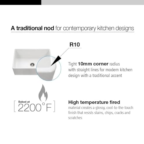 Houzer Platus 33 inch Black Fireclay Apron Front Farmhouse Single Bowl Kitchen Sink - PTG-4300 BL