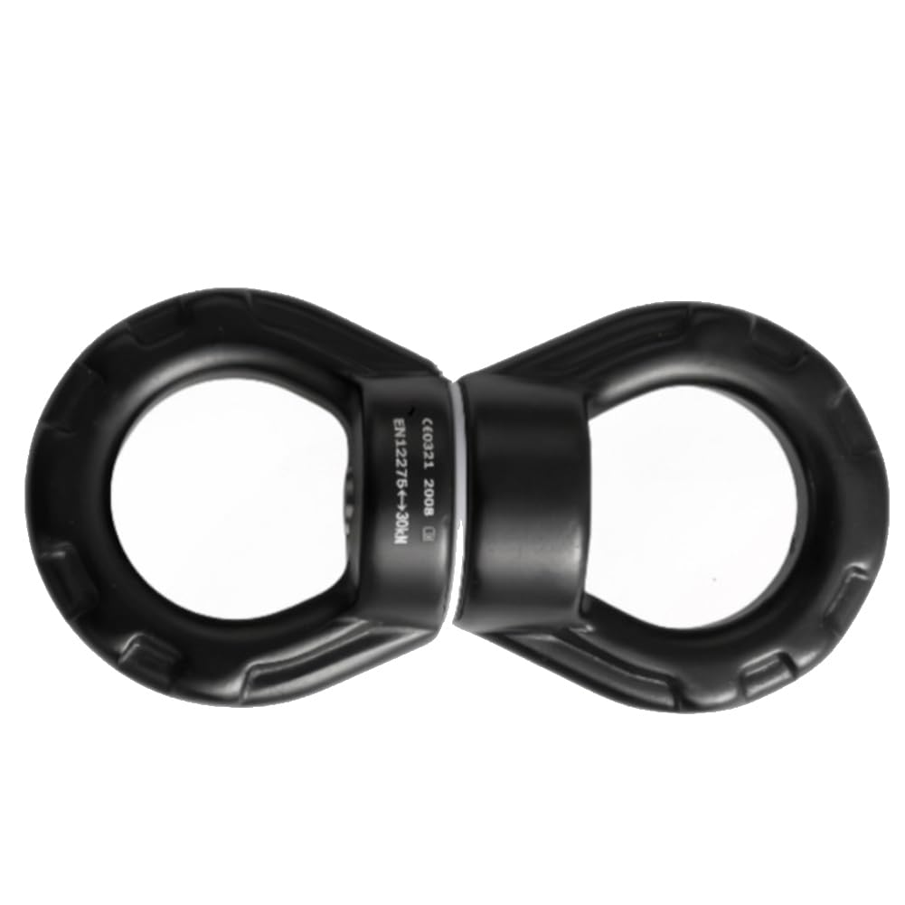 Mosquetón Giratorio de 30 KN, Color Negro, Ideal para Escalada en, Hamaca Colgante, Danza Aérea y Columpios de Árbol para Niños Al Aire Libre.