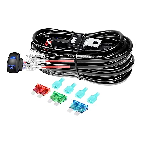 RIGIDON Kit de arnés de cableado de barra de luz led, 2 Lead 12V 18AWG CC Arneses de cableado de Luz Antiniebla Cable para barra led 4x4, lámpara trabajo led, faro trabajo led (Model C)